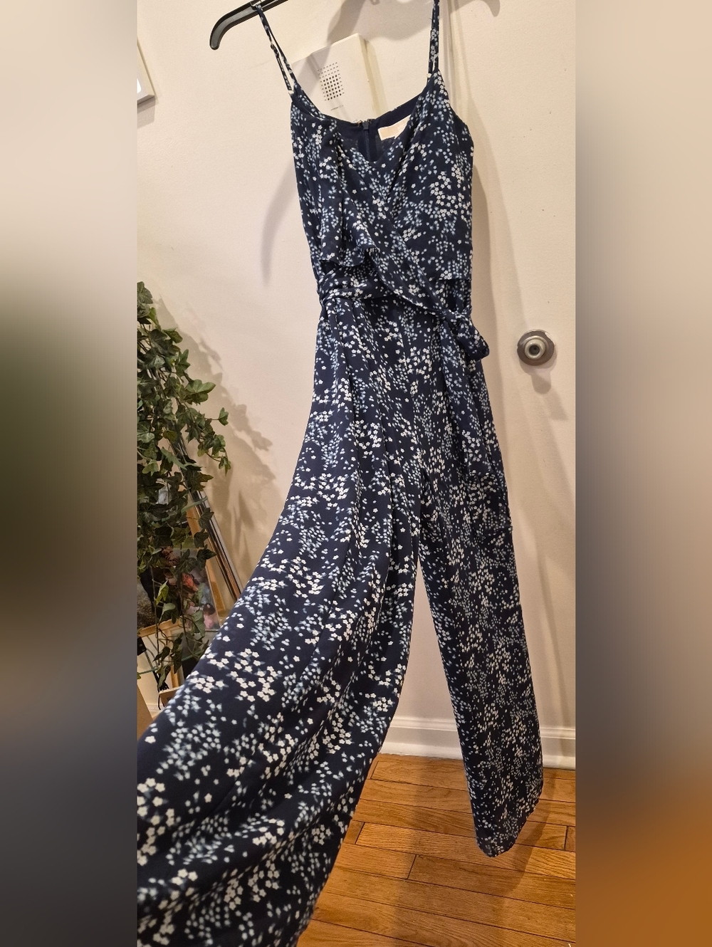 MICHAEL Michael Kors Navy and White Floral Spaghetti-Strap Jumpsuit